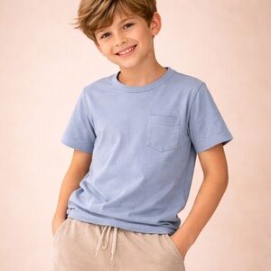Free Planet Light Blue Pocket Tee Kids Size 5/6 Soft Cotton Minimalist Tee